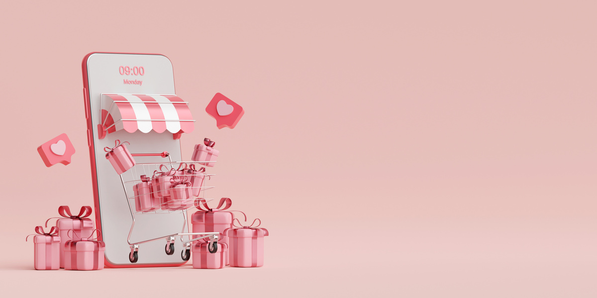 E-Commerce Concept, Shopping Online on Mobile, Shopping Cart and